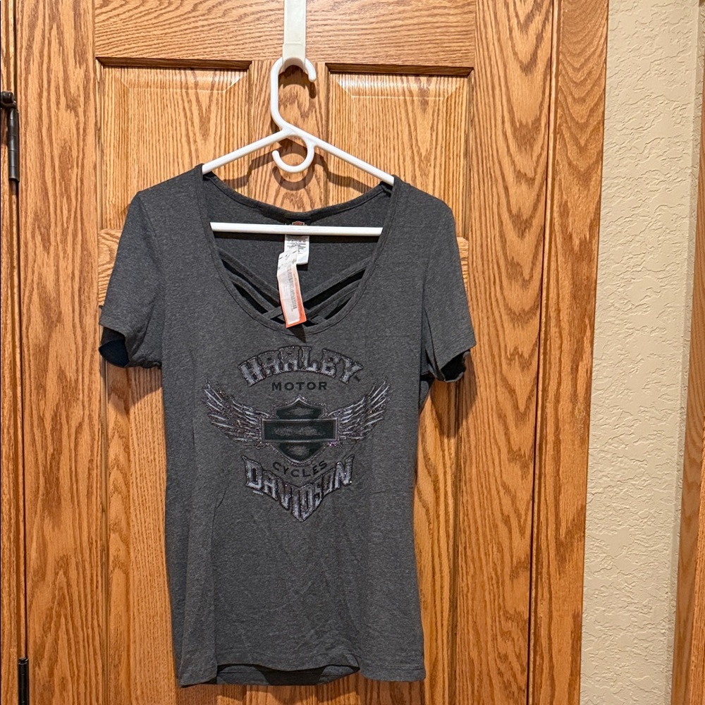 Harley-Davidson Women's Dark Gray V-Neck Tee